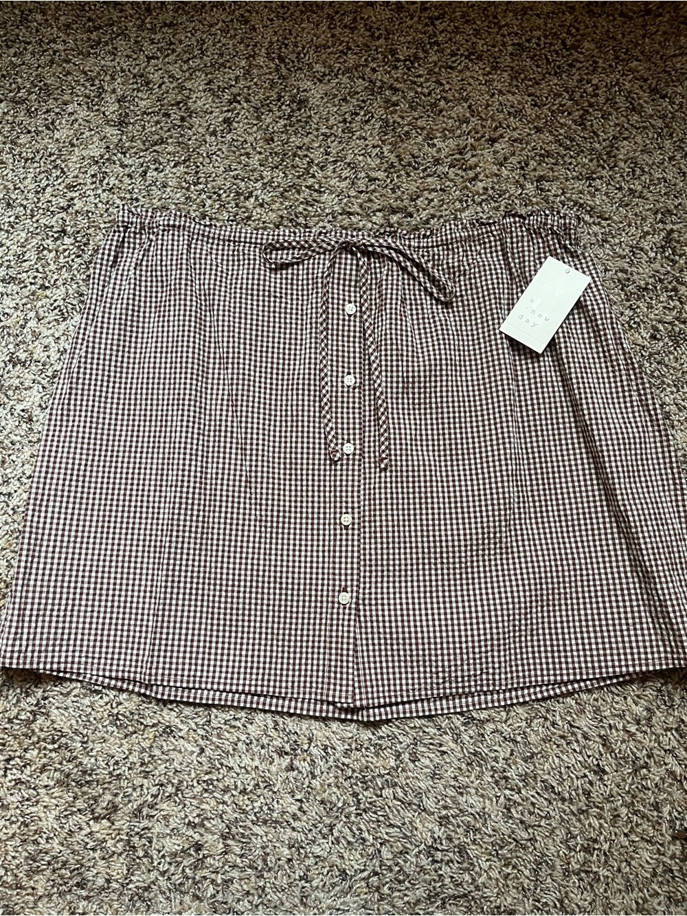 A New Day NWT Brown Gingham Skirt - Autumn, Fall,